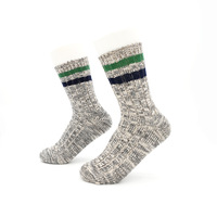 Chaussettes mi-hautes unisexes personnalisables à rayures, en fil épais double aiguille, tricotées tendance, vente en gros OEM ODM, chaussettes décontractées