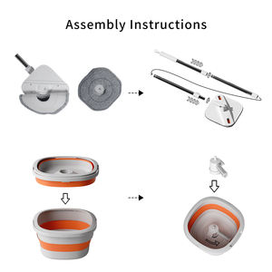 HOLAMOPA Ensemble serpillière et seau pliables et peu encombrants, avec tête triangulaire rotative à 360° et essorage automatique, pour petits appartements - Product Image 4