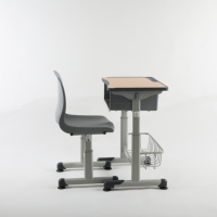Chaise de bureau d'étude réglable en hauteur pour enfants, confortable, en métal, durable, écologique, moderne, avec plateau en bois, pour écoles primaires
