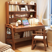 Ensemble de bureau d'ordinateur en bois simple et durable avec trous, pour chambre d'enfant, combinaison bibliothèque et chaise