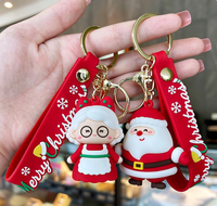 Porte-clés de Noël mignon en forme de couple de dessins animés, breloque créative pour voiture et sac, petit cadeau tendance