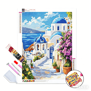 Kit Pittura Diamante 5D Fai da Te a Copertura Totale, Tema Santorini, con Strass <span class=keywords><strong>Colorati</strong></span>, Decorazione Murale per la Casa, Hobby Rilassante, Regalo - Product Image 1