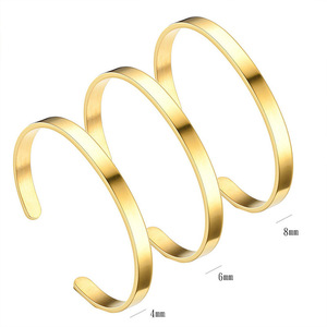 Open Titanium Steel <b>Men's</b> <b>Bangle</b> Smooth C Shaped Bracelet Engravable Colorfast Jewelry Gift For <b>Men</b> - Product Image 2