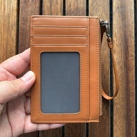 Bagus wanita ramping RFID kartu kasus pemegang gelang Zip ID Case dompet kecil kulit dompet koin dompet dengan gantungan kunci