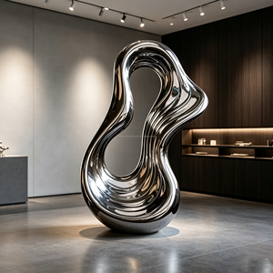 Scultura Astratta Moderna in Acciaio Inossidabile Lucidato di Lusso, Colore Personalizzato, Dimensioni su Misura, Statua Artistica per Giardino e Paesaggio - Product Image 2