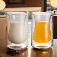 Tasse en verre soufflé à la main double paroi, 120 ml, en borosilicate transparent, résistante à la chaleur, anti-fuite, pour lait, écologique