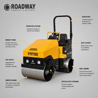 Compacteur vibrant à double tambour autopropulsé Honda GX630 V-Twin OHV 4 temps à essence avec cabine fermée pour asphalte