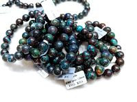 Bracelet extensible en perles rondes d'azurite et de malachite naturelles, bracelet de guérison en pierres précieuses polies pour un usage quotidien, cadeau en cristal pour hommes et femmes