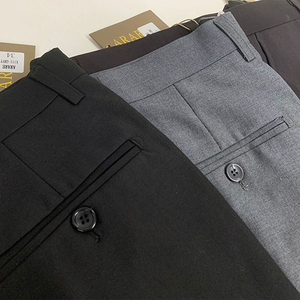 <span class=keywords><strong>Pantalon</strong></span> de Costume Homme Slim Fit en Laine Coupe Droite Couleur Unie pour Bureau, Mariage, Quotidien, Anti-Plis, Nouvelle Collection 2025 - Product Image 6