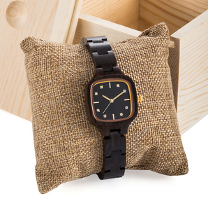 Elegante quadrante a diamante in <span class=keywords><strong>legno</strong></span> di bambù per le donne alla moda quadrato quarzo Montre Femme di lusso riserva di energia - Product Image 2