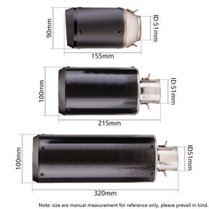 Silenciador de escape de motocicleta de fibra de carbono Universal de 51mm para <span class=keywords><strong>Kawasaki</strong></span> NINJA400 CB300R R3 <span class=keywords><strong>R6</strong></span> MT07 DUKE390 ZX6R S1000RR - Product Image 3