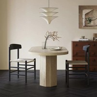 Table à manger rectangulaire moderne minimaliste en pierre frittée avec pieds en bois massif, rotative, pour petits espaces, design haut de gamme