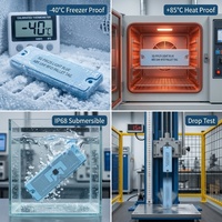 Étiquette de palette métallique RFID UHF ultra-mince 5 mm 95x25 mm U8/U9 longue portée 12 m -40°C à 85°C étiquette rigide en acier étanche à large plage de température