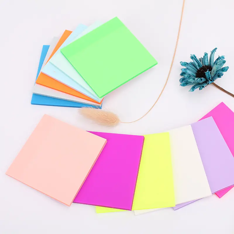 Blocchi per appunti quadrati adesivi personalizzati per la produzione di Note adesive cancellabili per ufficio Memo Pad fluorescente trasparente