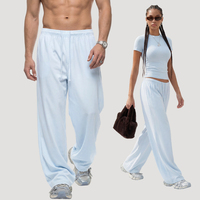 Pantalon de survêtement unisexe en maille douce, coupe large, taille élastique avec cordon de serrage, style banane incurvé, décontracté, streetwear, joggers