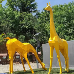 Factory Custom Animal Statue Stainless Steel Giraffe <b>Sculpture</b> for Outdoor Decor - Product Image 1