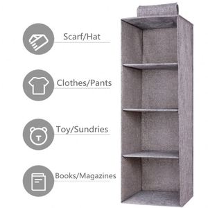 Organizzatore Appendibile per Armadio Ff288 in Cotone Artificiale e Lino, Scaffali Pieghevoli a 3/4/5 Ripiani - Product Image 3