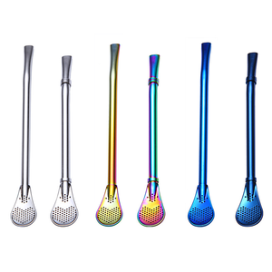 Juego de cuchara y pajita con filtro de metal de acero inoxidable 304 con logotipo personalizado DFT01 - Product Image 1