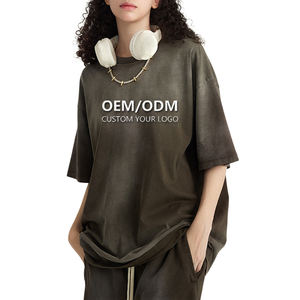 T-Shirt da Uomo in Puro Cotone a Collo Tondo, <span class=keywords><strong>Maniche</strong></span> <span class=keywords><strong>Corte</strong></span>, Stile Americano Casual, Colore Sfumato, Vestibilità Ampia, Primavera-Estate - Product Image 6