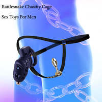 Jaula de Castidad Rattlesnake con Bloqueo para Pene de ABS y Cinturón, Jaula de Castidad Masculina con Tapón Anal, Juguetes Sexuales Anti-Masturbación, Equipo de Bondage para Adultos