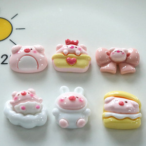 Breloques en résine plastique, perles et accessoires <span class=keywords><strong>pour</strong></span> coques de téléphone, coiffes, autocollants de réfrigérateur, épingles à cheveux, à faire soi-même, en forme de cochon en farine brillante, avec colle crème - Product Image 4