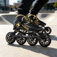 Patins à roulettes en fibre de carbone pour adultes, roues en PU, rollerblades de compétition professionnelles, chaussures de patinage de compétition, noir et or