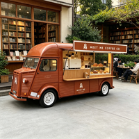 Food Truck Mobile Vintage Marron Personnalisé avec Comptoir Vitré pour Boulangerie, Espace Four Intégré pour Activité de Boulangerie