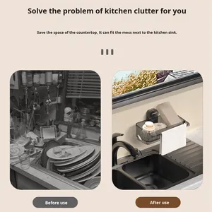 Moderno portaoggetti a ventosa in plastica monostrato per lavelli da cucina, per lavelli e salotti - Product Image 6