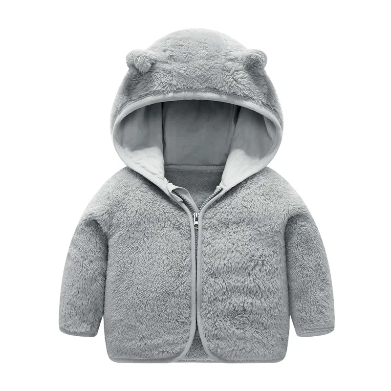 New arrive Winter girls boys coral fleece jacket warm thick hooded coats kids padded zipper outerwear children baby clothes