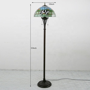LongHuiJing 63-Inch Tiffany Antique Traditional LED Floor <b>Lamp</b> Multicolored Stained Glass Shade Double Light Resin <b>Base</b> - Product Image 2