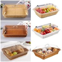 Panier en osier noir pour le rangement, boîte cadeau tissée de style campagnard, panier mural en rotin, pique-nique pour 6 personnes, vintage, vêtements