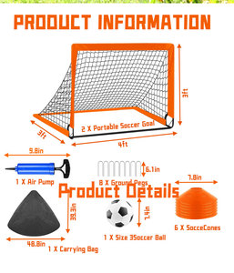 2 Buts de football en plastique 4x3 pieds, équipement d'entraînement portable pour jardin, ballon de football, 10 cônes, sac de transport, filet d'entraînement pour les matchs des jeunes - Product Image 6
