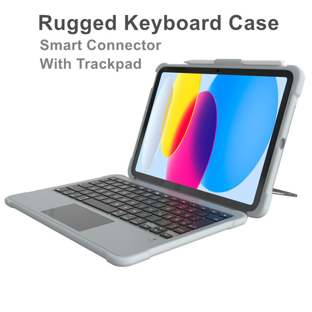 Latest Rugged Keyboard Case for iPad Auto Sleep Wake-up Detachable Smart Connector China Cool TPU with Trackpad PC Stands