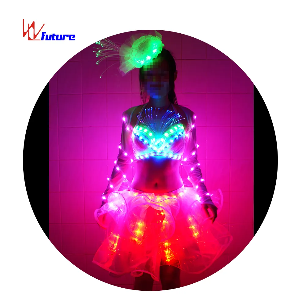 Neon Gekleurde Kleding, Gloeiende Mooie Meisje Feestjurk, Led Carnaval Performers Kostuums