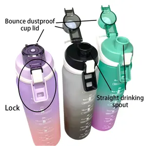 Senderismo de 32oz para botella de agua motivacional con marcador de tiempo Botella de gimnasio a prueba de fugas con tiempos para beber para acampar - Product Image 6