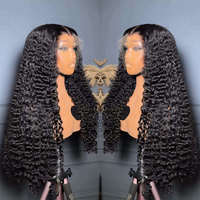 Perruque Deep Wave pour femmes noires, cheveux humains, lace front 13x6, sans colle, pré-épilée, bonnet léger et respirant, ligne de cheveux réaliste, longue