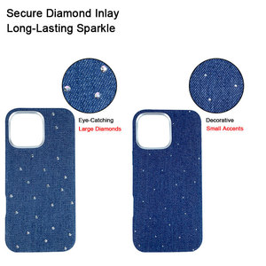 เคสโทรศัพท์หนังพร้อมช่องใส่บัตร สำหรับ iPhone 15 16 17 สีน้ำเงินลายเดนิมพิมพ์ลายเสือดาว ป้องกันการกระแทกแบบเต็มตัว - Product Image 4
