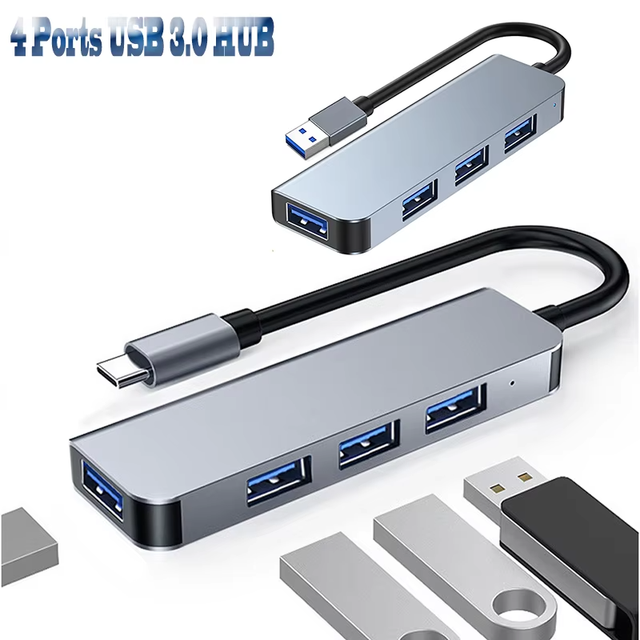 4 Port USB 3.0 HUB Adapter with 5Gbps High-Speed USB3.0 HUB 5Gbps Multi USB-C Splitter for Pro PC Accessories in Stock