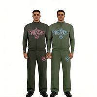 Ensemble de survêtement unisexe grande taille avec impression graphique personnalisée, style streetwear vintage, veste zippée intégrale et pantalon large, deux pièces