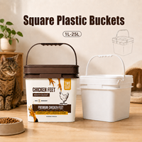 Seau en plastique PP carré de qualité alimentaire, durable et personnalisé, 3L 5L, avec couvercle et poignée, pour le stockage des aliments (vente en gros)