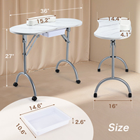 Table de manucure portable pliable avec roulettes, grand tiroir, repose-poignet client et sac de transport – Idéale pour salon et usage domestique