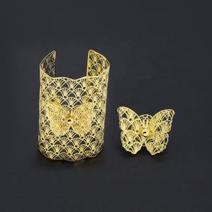 JXX Ensemble de bracelets de mariée en laiton plaqué or 24 carats, vente chaude, bague de mariage indienne avec bracelets pour fêtes et cadeaux - Product Image 3