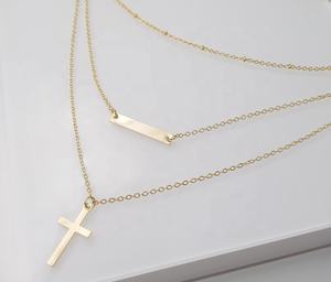 भाग्यशाली फैक्टरी ट्रिपल परत स्टेनलेस स्टील तीन परत हार फैशन मोती बार पार तीन परत हार निर्माता - Product Image 4