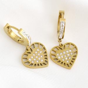 Joyería de Moda, Aretes de Acero Inoxidable con Baño de Oro de 18k y Diamantes de Colores para Mujer, Estilo Lujoso - Product Image 2