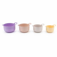 Ensemble de 4 bols à salade en plastique, plateau à fruits, design moderne et minimaliste, sans BPA, empilables, résistants au congélateur, pour mélanger la farine, utilisation en cuisine