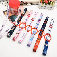 Lanière personnalisée en polyester imprimée par sublimation avec logo, support réglable pour bouteille d'eau pour enfants, sangle porte-bouteille