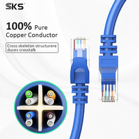 Kabel Ethernet Cat6 Biru 1000Mbps UTP RJ45 Patch Cord Gigabit LAN 1m Bersertifikasi ROSH untuk Router PC PS4