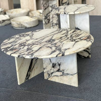 Table basse ronde en pierre pour salon, table d'appoint, ensemble de tables basses en marbre Calacatta Viola