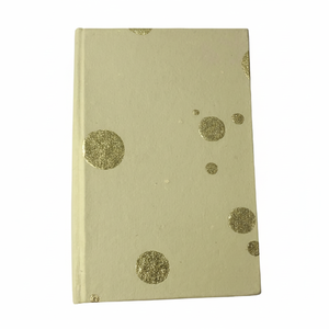 Carnet à couverture rigide moderne fait main avec des points imprimés, papier en coton kaki clair, recyclé, reliure à la colle dorée pour les notes, le journal - Product Image 1