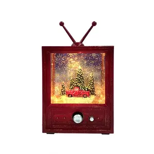Fournitures de décoration de Noël TV Designs Boîte à musique Lumière Spinning Water Lantern Little Red Christmas Lantern